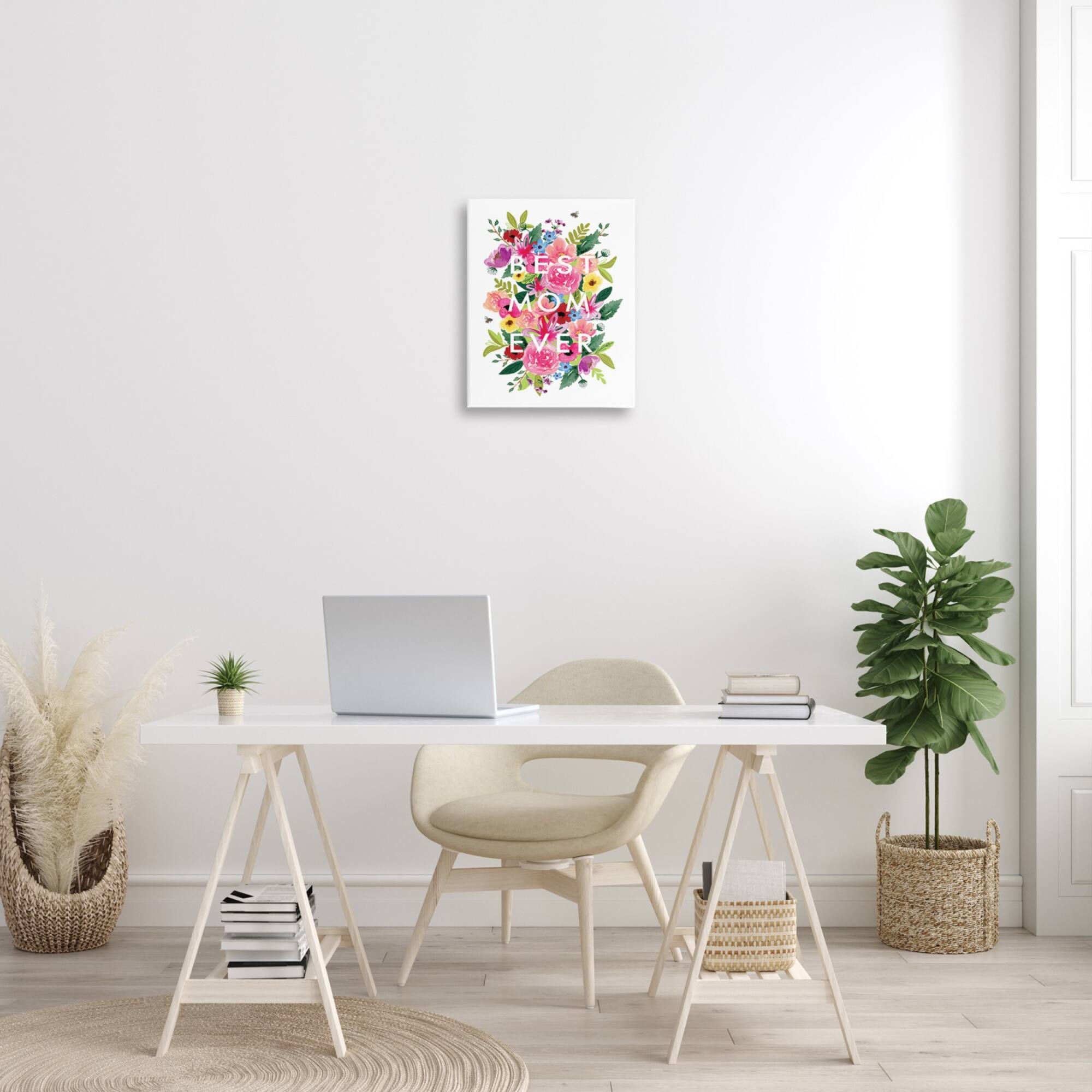 Stupell Industries Floral Best Mom Ever Canvas Wall Art